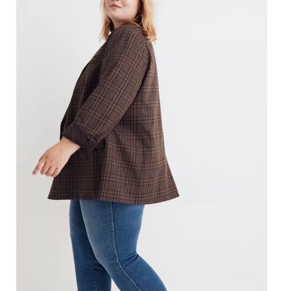 Madewell Women Plus Size Brown Plaid Blazer - 3X - NWT - Picture 2 of 10